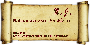 Matyasovszky Jordán névjegykártya